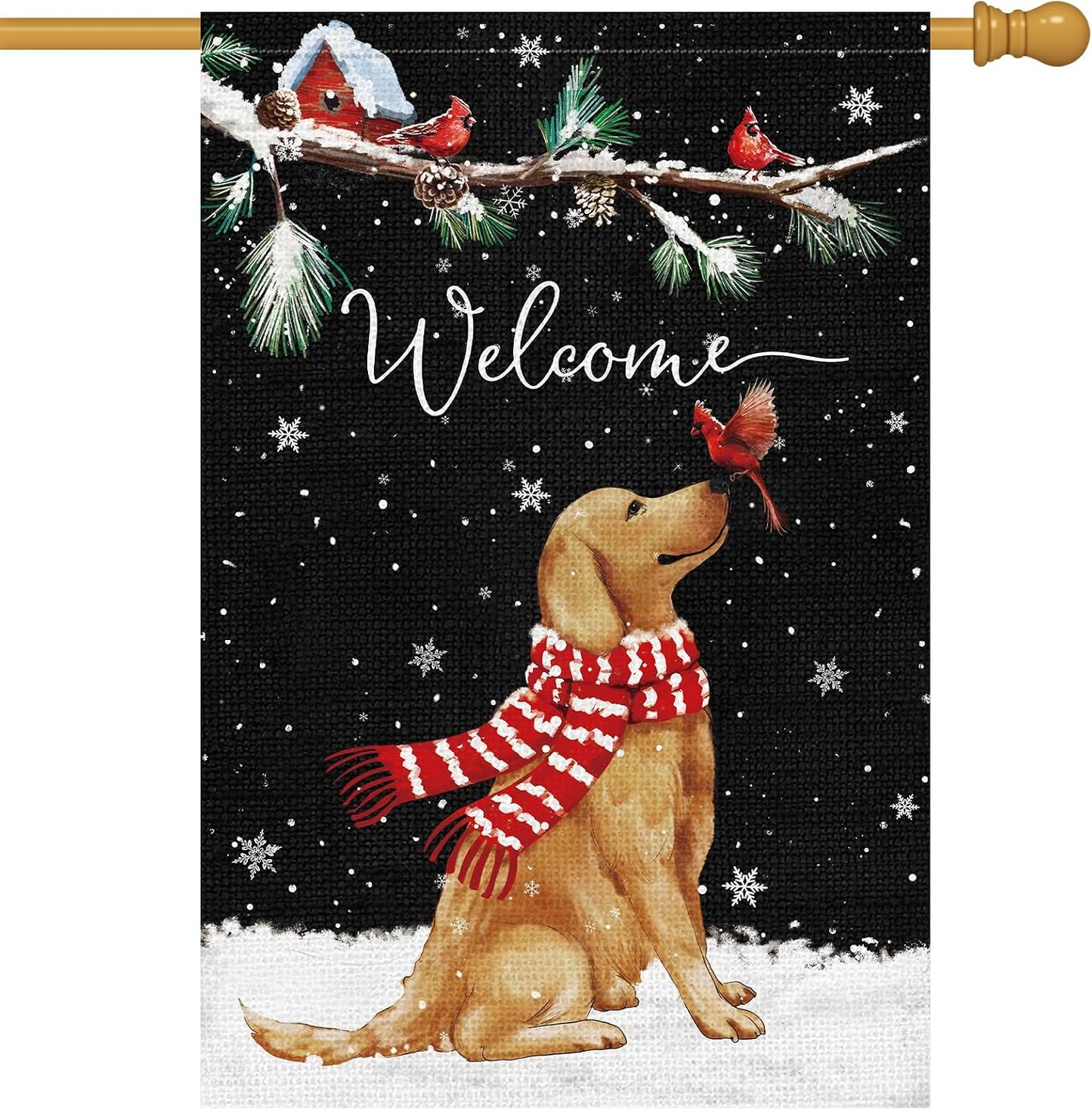 Bandera jardín invierno 28x40pulg doble cara golden
