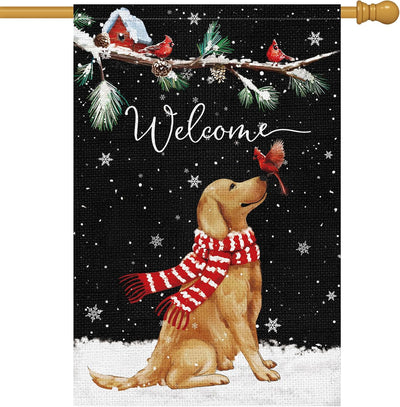 Bandera jardín invierno 28x40pulg doble cara golden