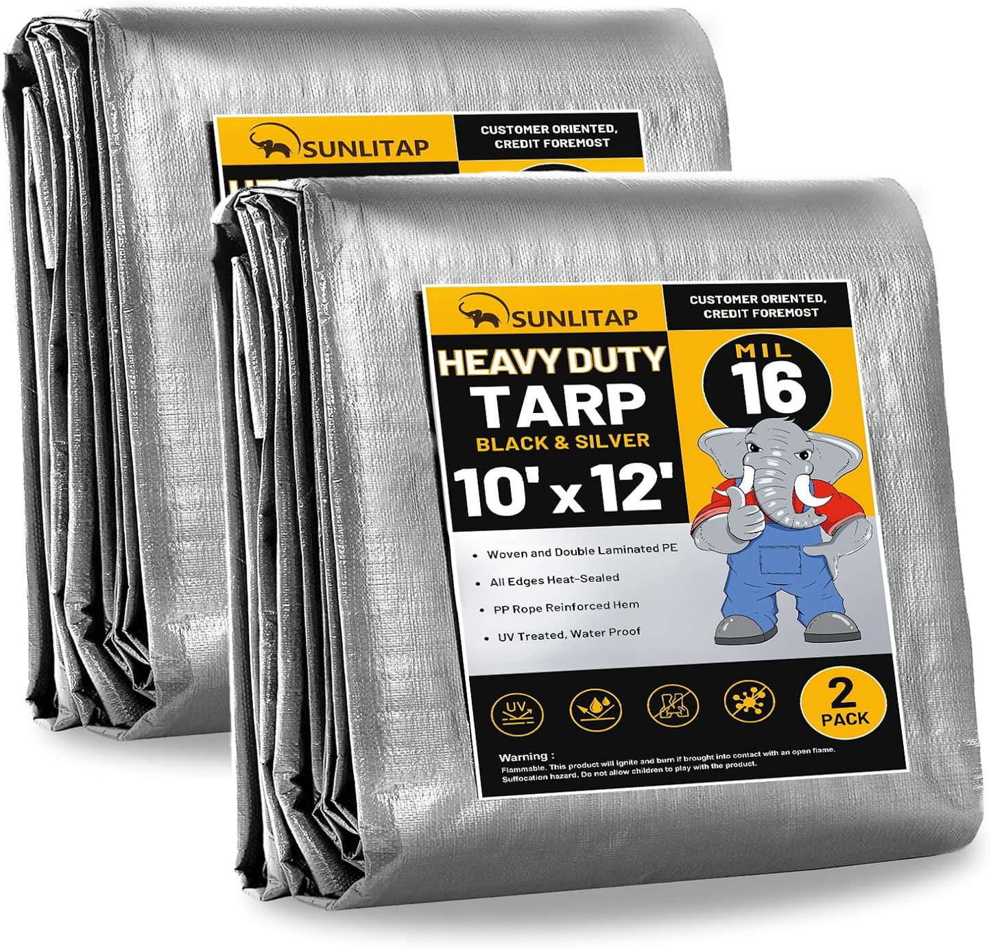 Lona impermeable 10x12ft plateada con ojales metal reforzado