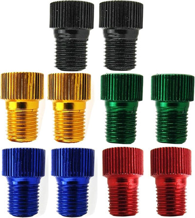 10 Adaptadores PRESTA a SCHRADER Aluminio para Bicicleta y Auto