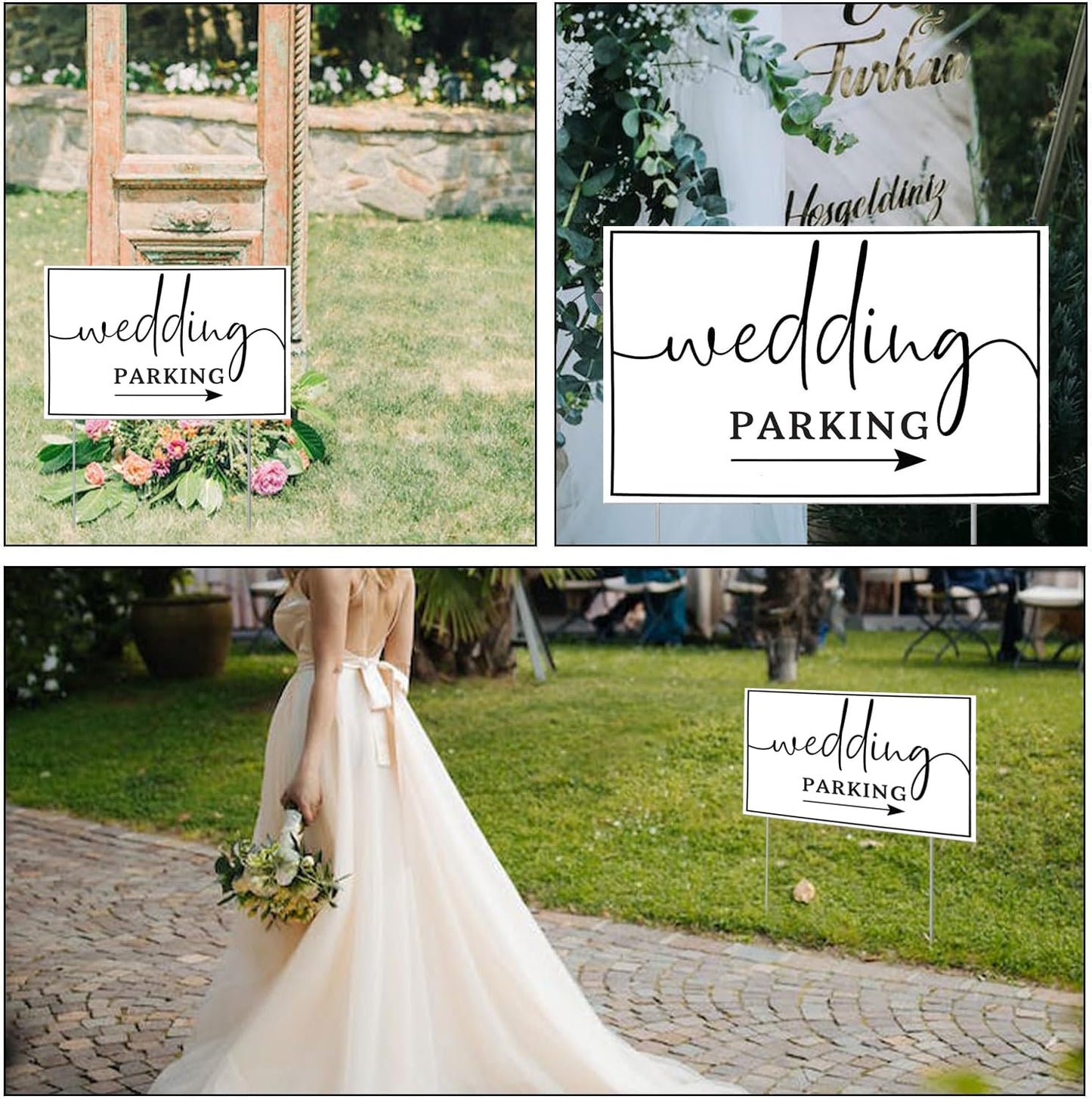 Letreros boda doble cara 16x12" con estacas metal