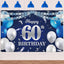 Pancarta 60 Cumpleaños Globos Azul Marino Confeti Brindis