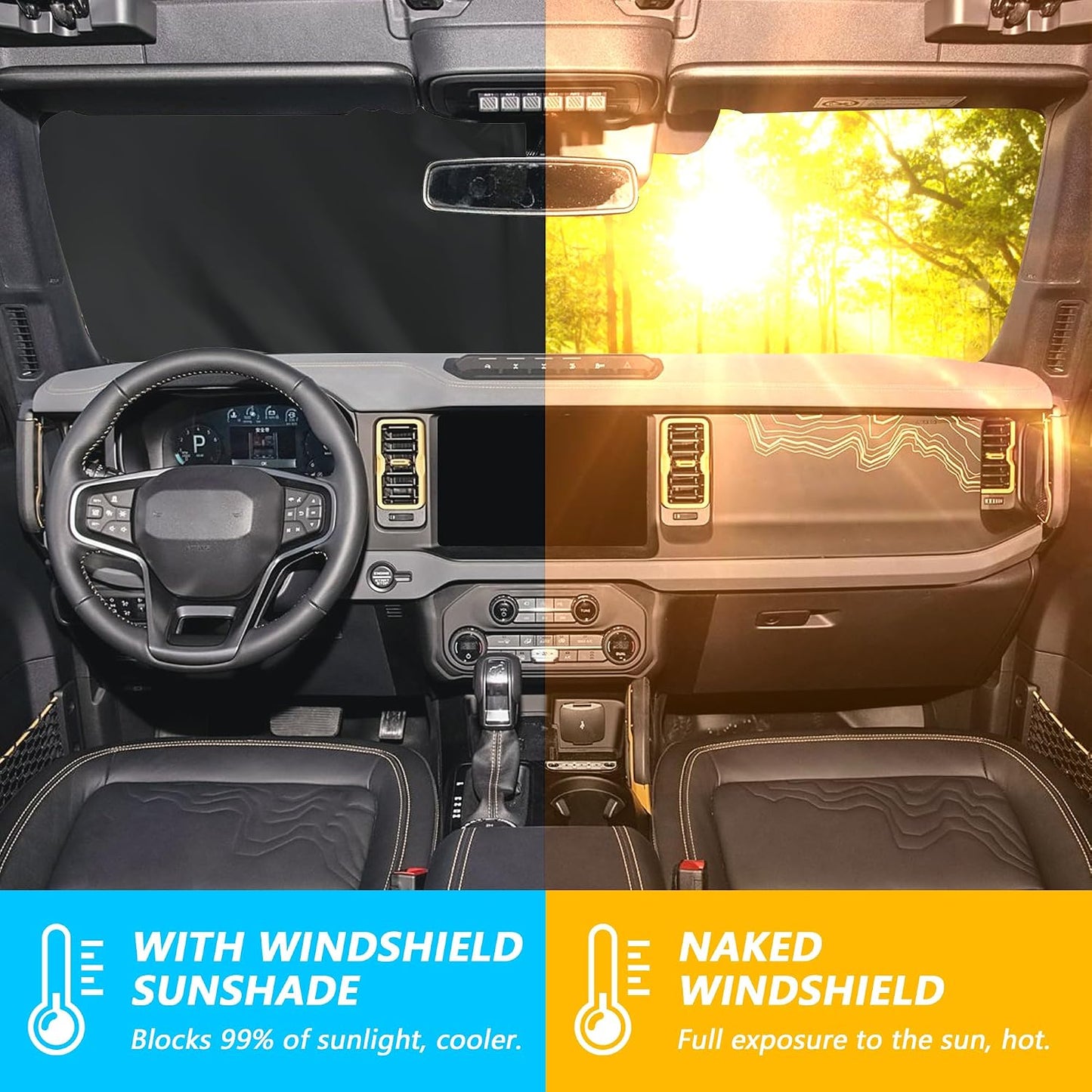 Parasol parabrisas Ford Bronco 4 puertas cubierta protectora