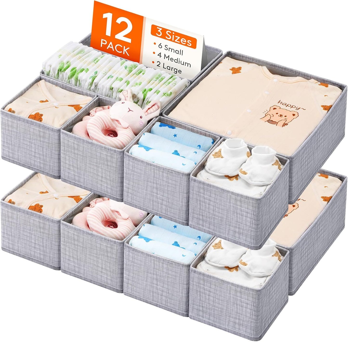 Organiz. cajones ropa bebé 12 pzas plegable