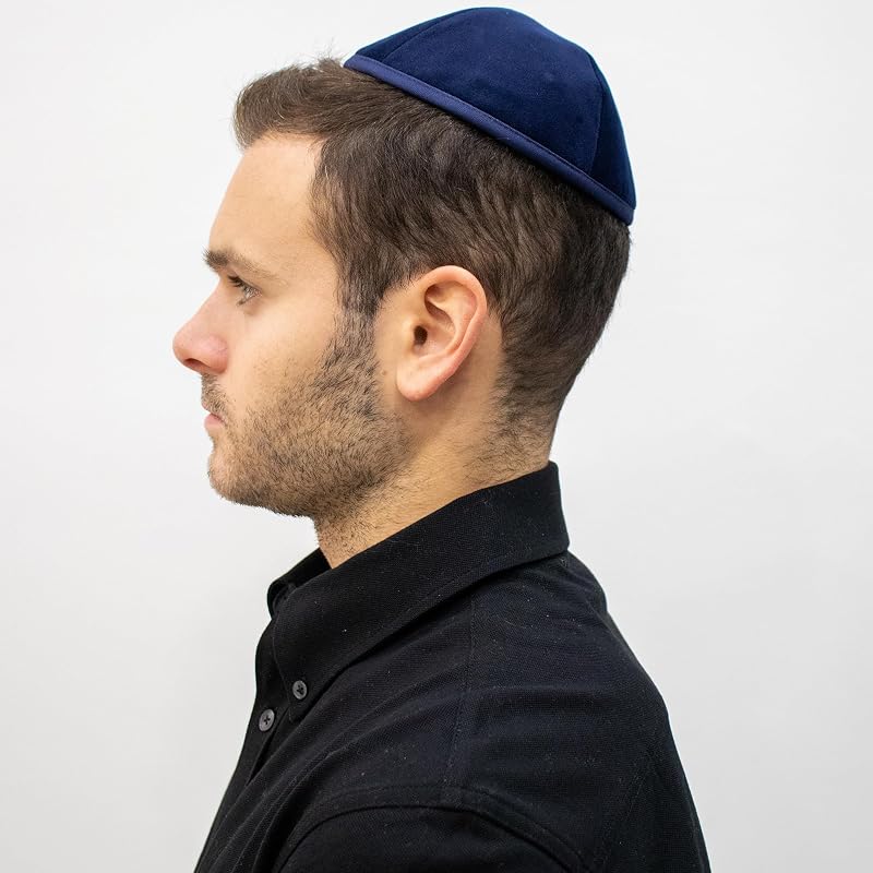 Yarmulke terciopelo azul marino pack 2 tallas 3-6