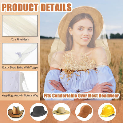 4 Mosquiteras Malla Protectora Exteriores Senderismo Camping Beige