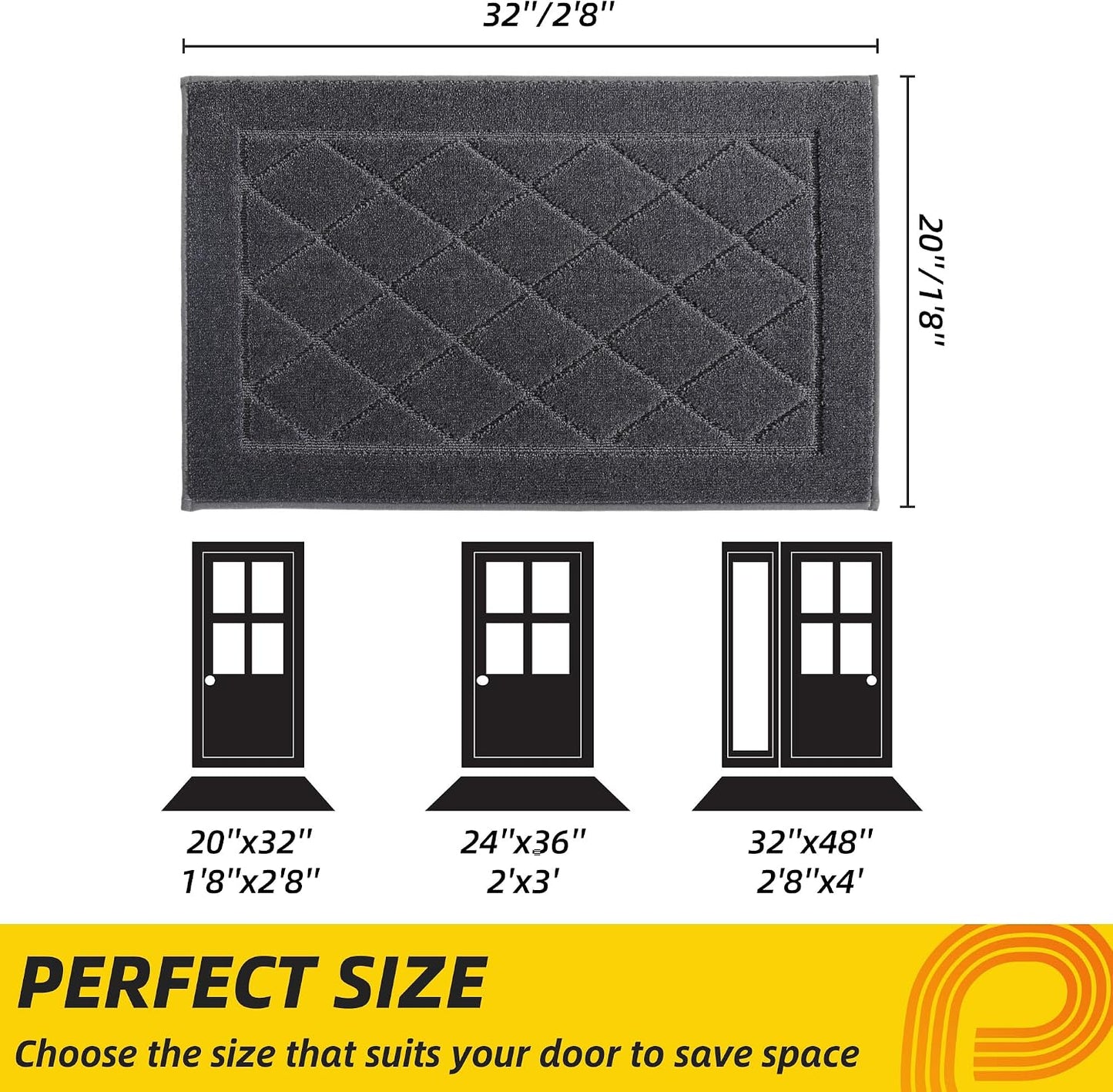 Alfombra puerta antiderrap lavable perros 20x32"