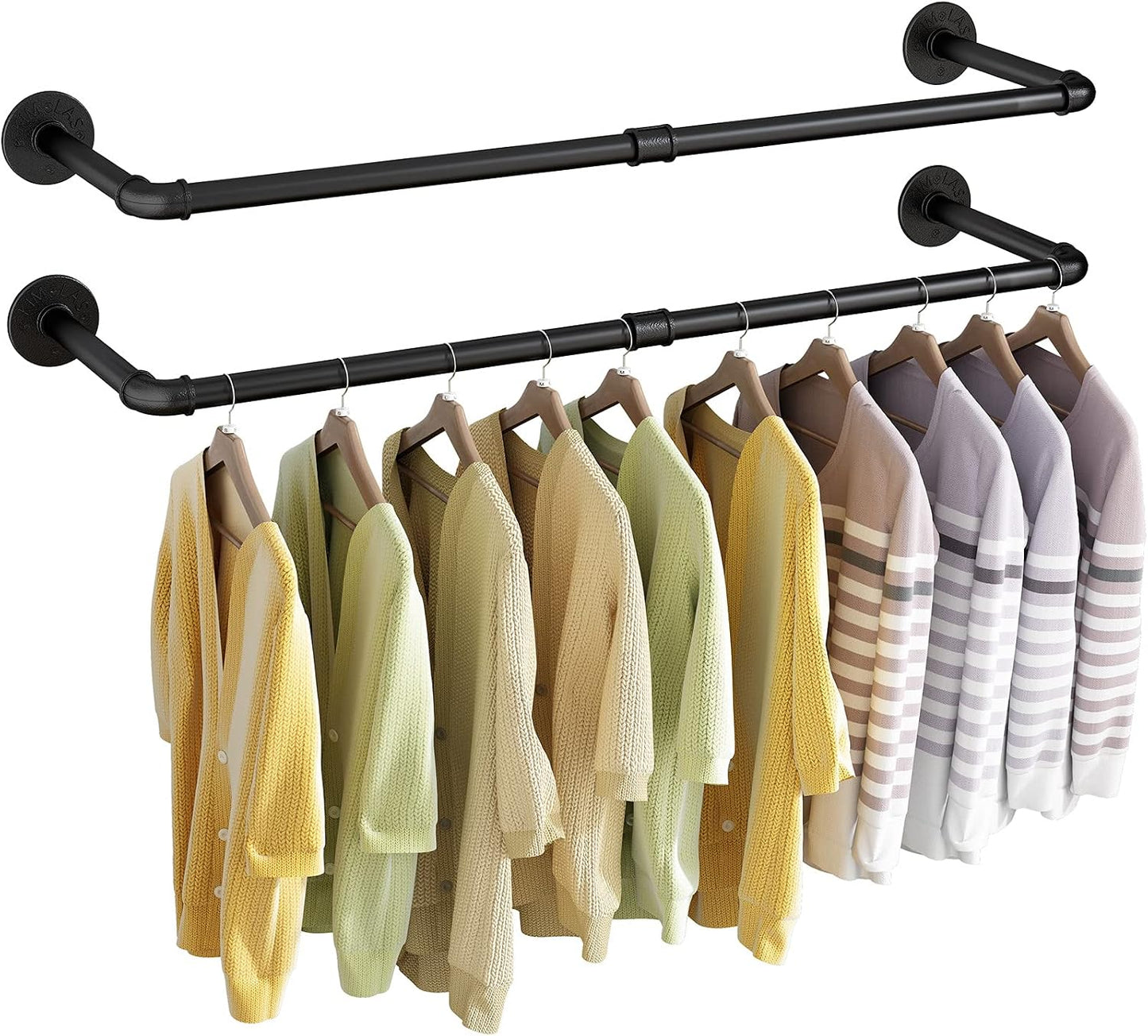 Perchero pared 61cm estante tubería hierro resistente