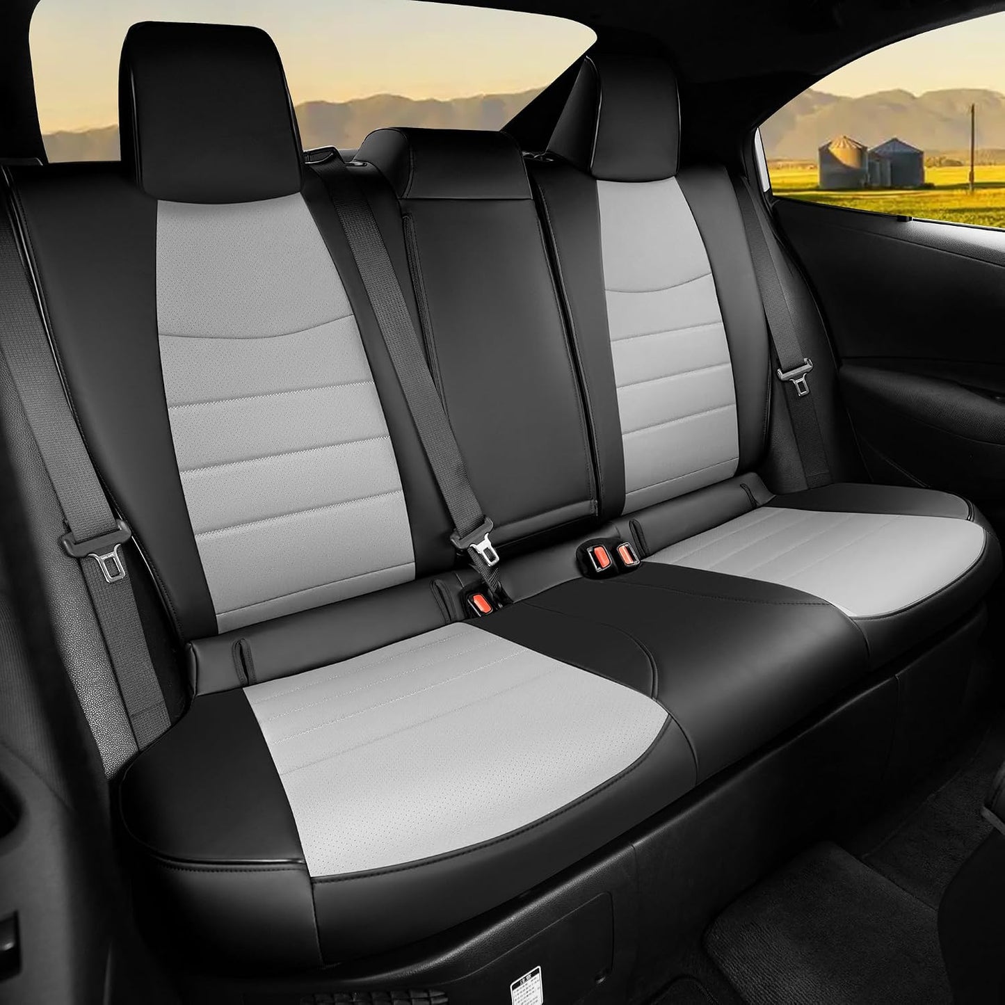 Set fundas asiento Corolla cuero sintético negro gris