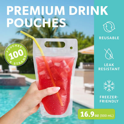 Bolsas transparentes reutilizables 17oz para bebidas con pajita