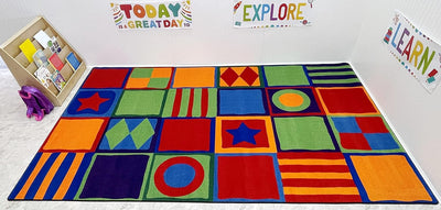 Alfombra para niños cuadros brillantes 4x6ft multicolor