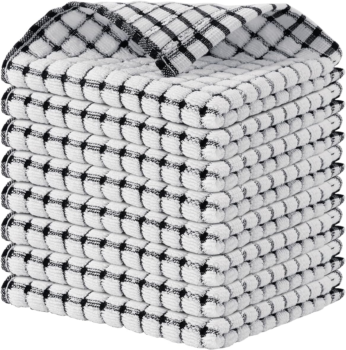 8 Pzas Paños cocina algodón 12x12pulg color negro