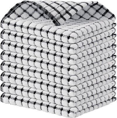 8 Pzas Paños cocina algodón 12x12pulg color negro