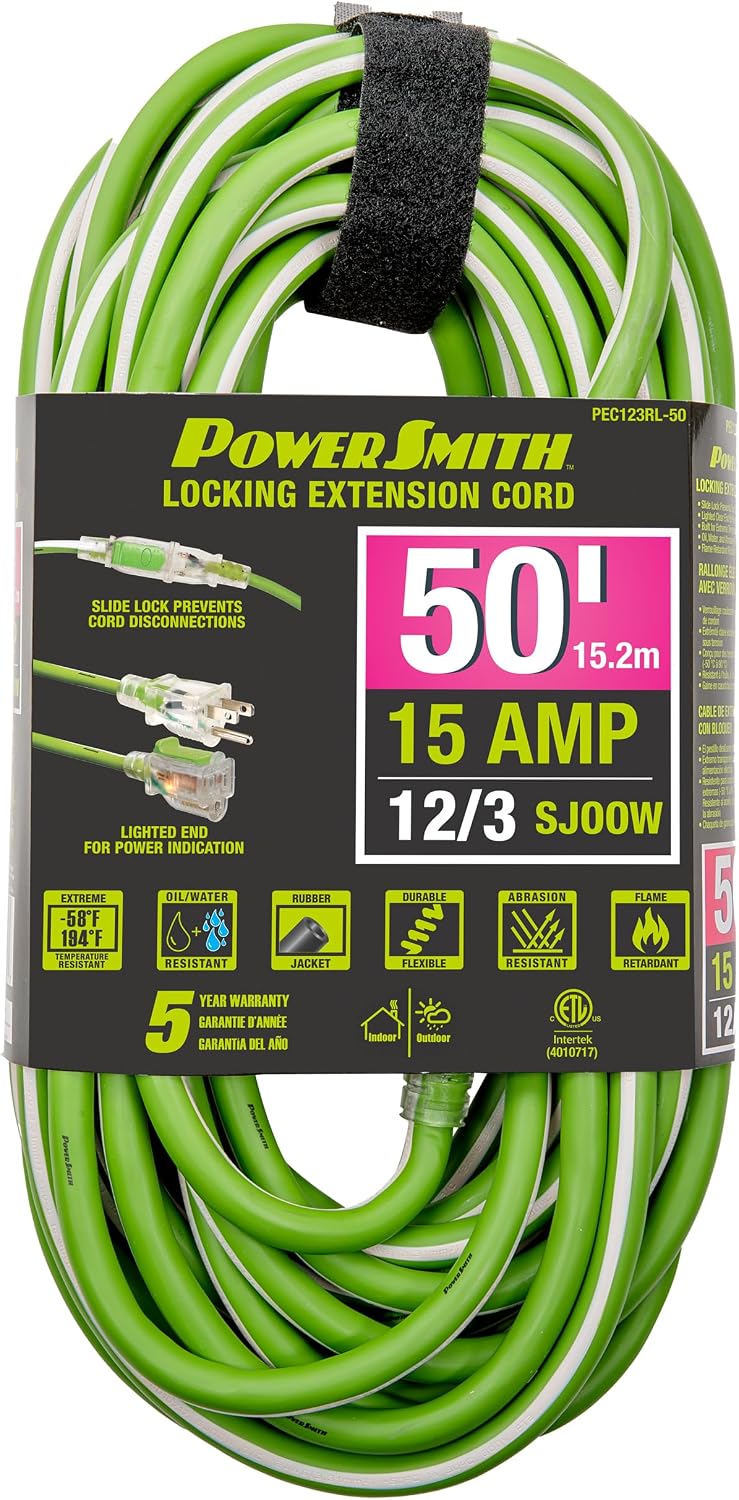 Cable extensión 50ft 12/3 con bloqueo interiores exteriores