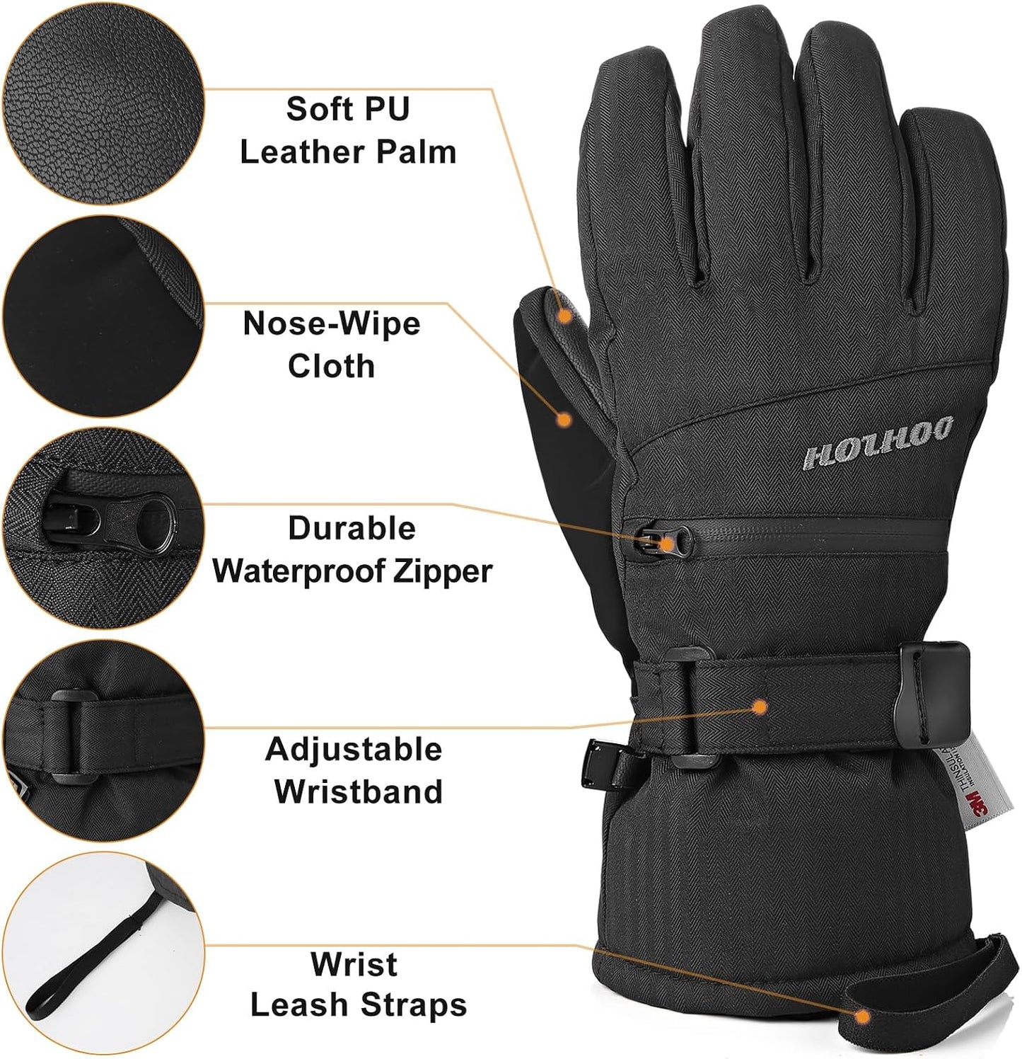 Guantes impermeables cálidos Thinsulate 3M para snowboard