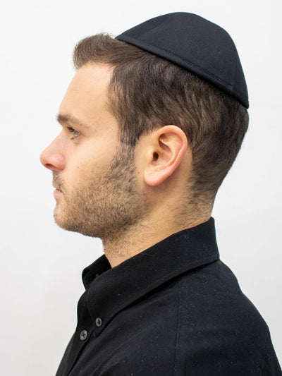 Yarmulke algodón negro 4 paneles set 2 tallas 3-9