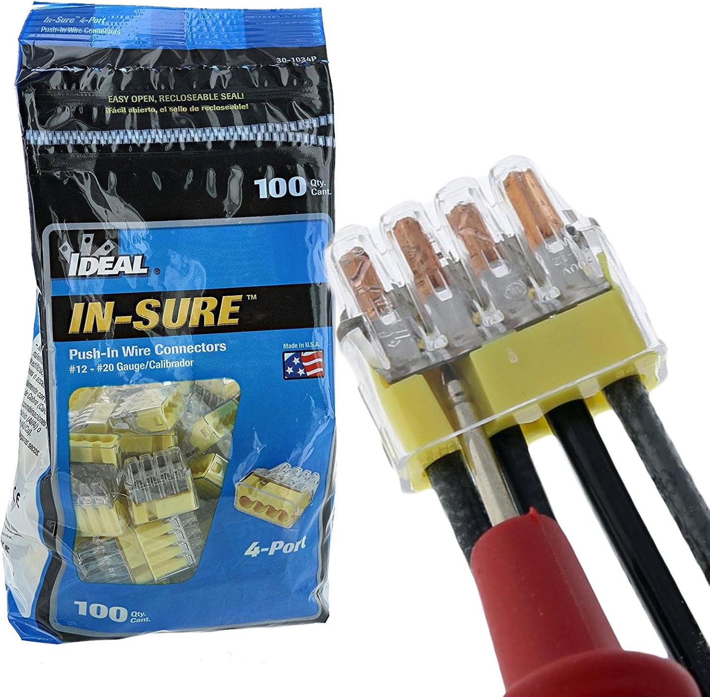 Conector 4 puertos amarillo sin torsión paquete 100