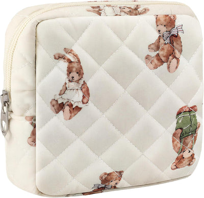 Bolsa maquillaje acolchada con cremallera y compartimentos