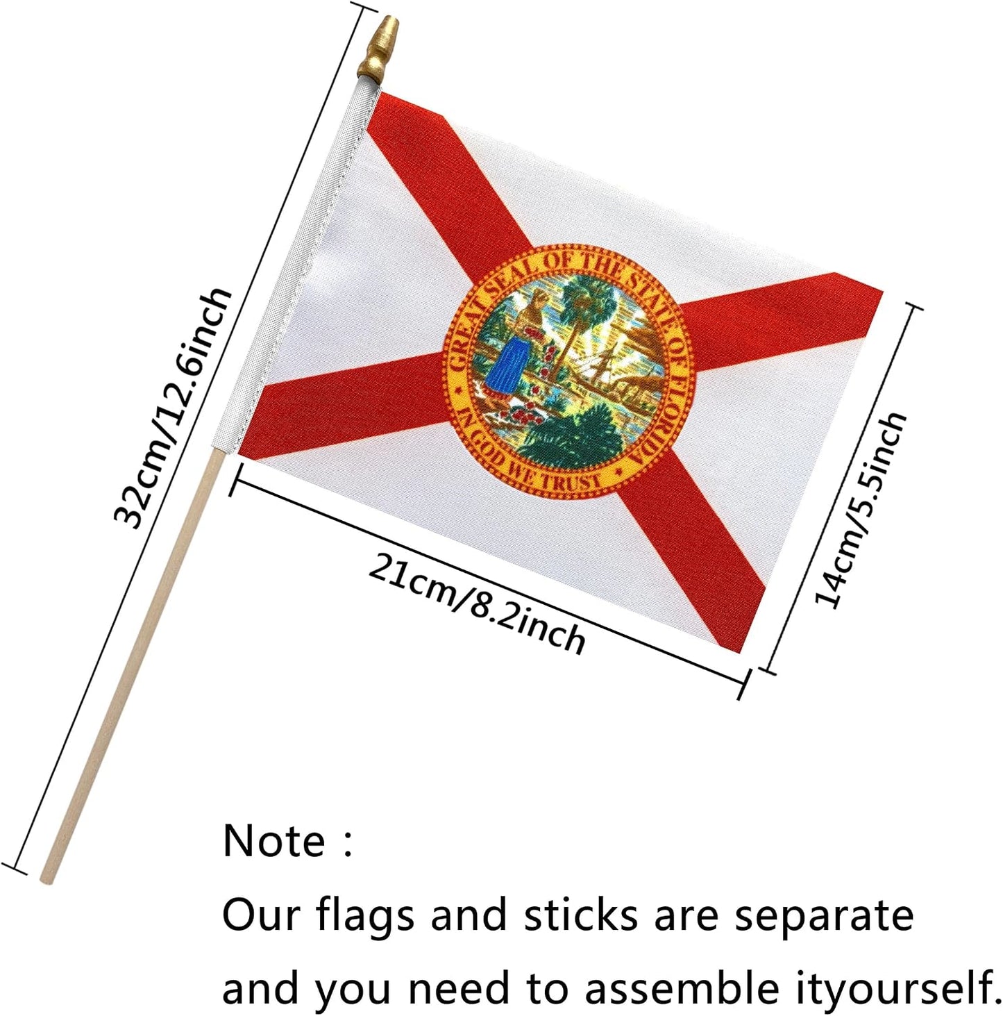 Bandera Florida en madera 5x8 pulg 12 pzas