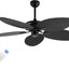 Ventilador techo bohemio negro 6 vel. hoja palma control