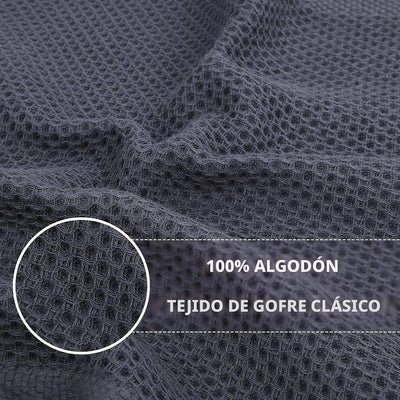 Set 4 Toallas Algodón Punto Gofre 13x28pulg Gris