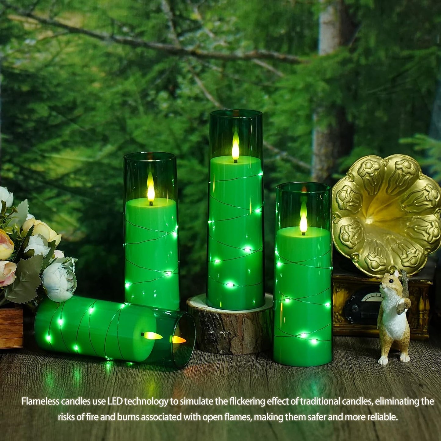 Velas LED sin llama con cuerda estrella 7 pzas control remoto