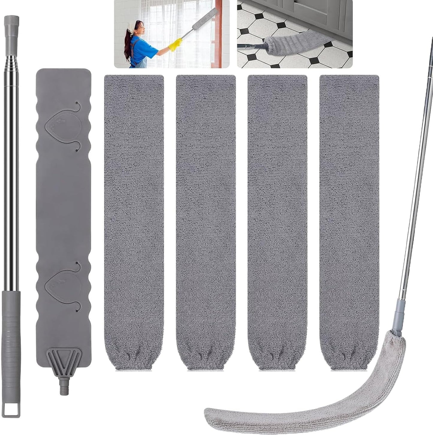 Plumero extensible 4 paños microfibra para electrodomésticos