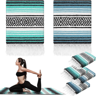 4 Mantas Yoga Mexicana 45x70pulg Grosor Camping Playa