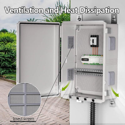 Caja conexiones eléctricas IP65 ventilada con cubierta gris
