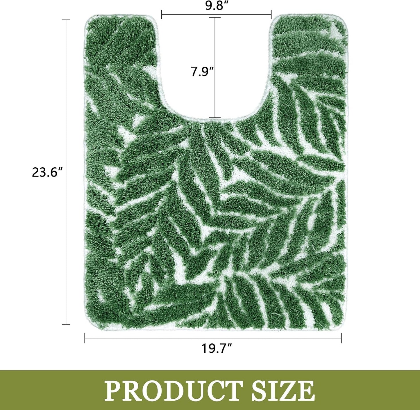 Tapete baño forma U verde oscuro 24x20 antideslizante absorbente