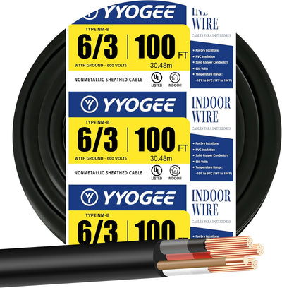Cable eléctrico 6 AWG 3 conductores 100pies