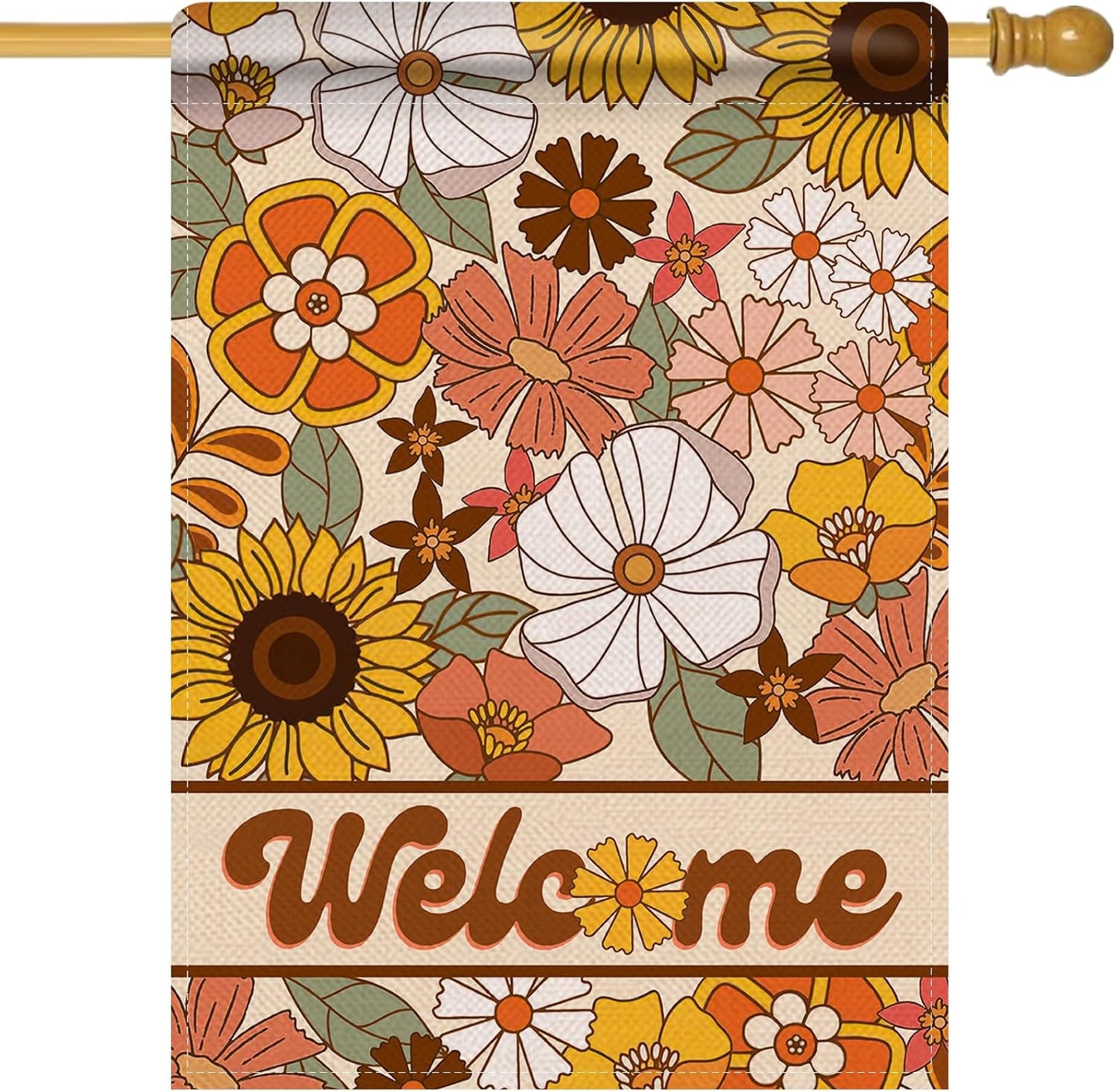 Bandera decorativa flores bohemio estilo 60s