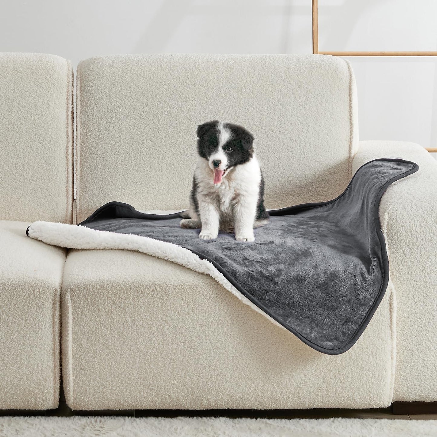 Manta impermeable para cama sofá mascotas gris oscuro