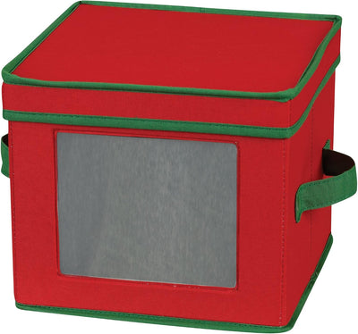 Almacenamiento vajilla navideña platos taza lona roja