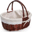 Cesta mimbre asa grande para picnic jardín frutas vino