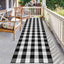 Alfombra cuadriculada 3x10ft pasillo exterior tejida a mano