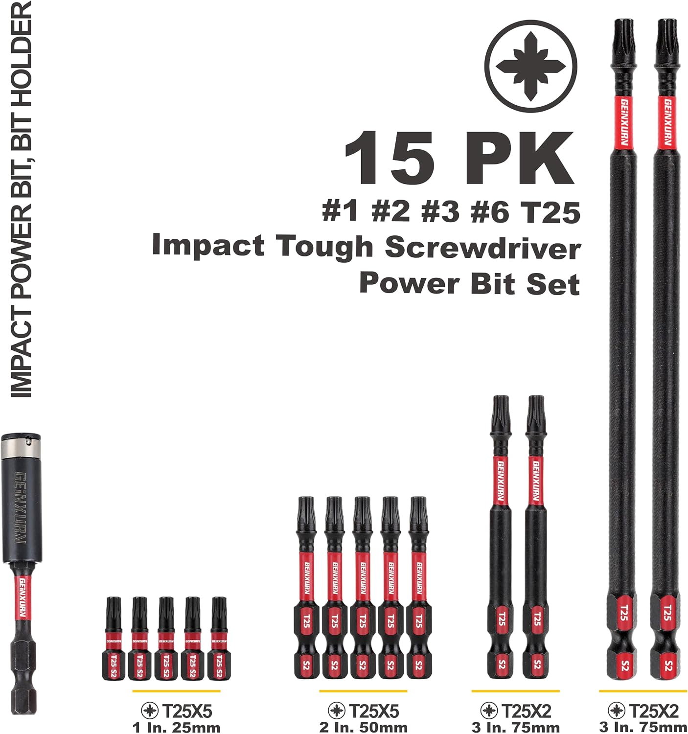 Juego 15 Pzas T25 Torx Acero Aleado con Soporte Magnético