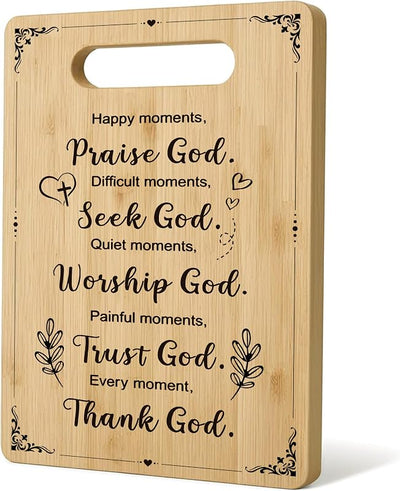 Tabla cortar bambú decorativa cristiana con versículos