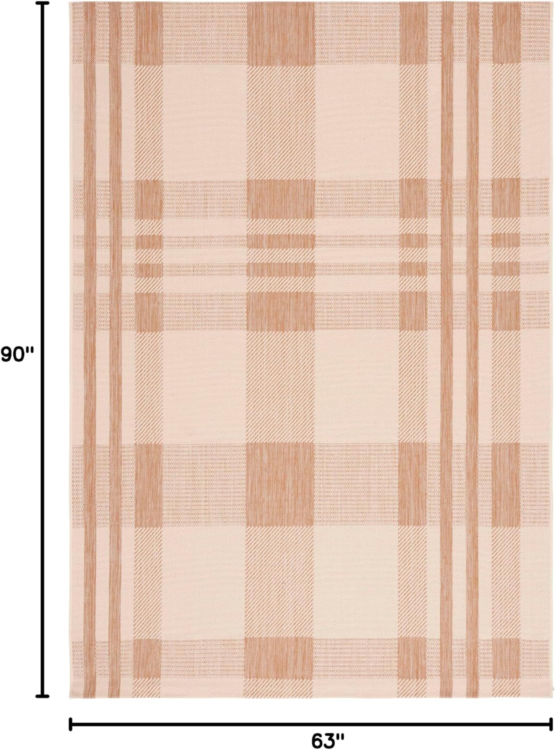 Alfombra exterior lavable Courtyard 5'3x7'7 beige cuadros