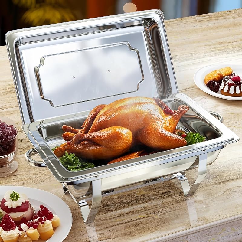Set platos acero inox 8qt para bufé con calentador