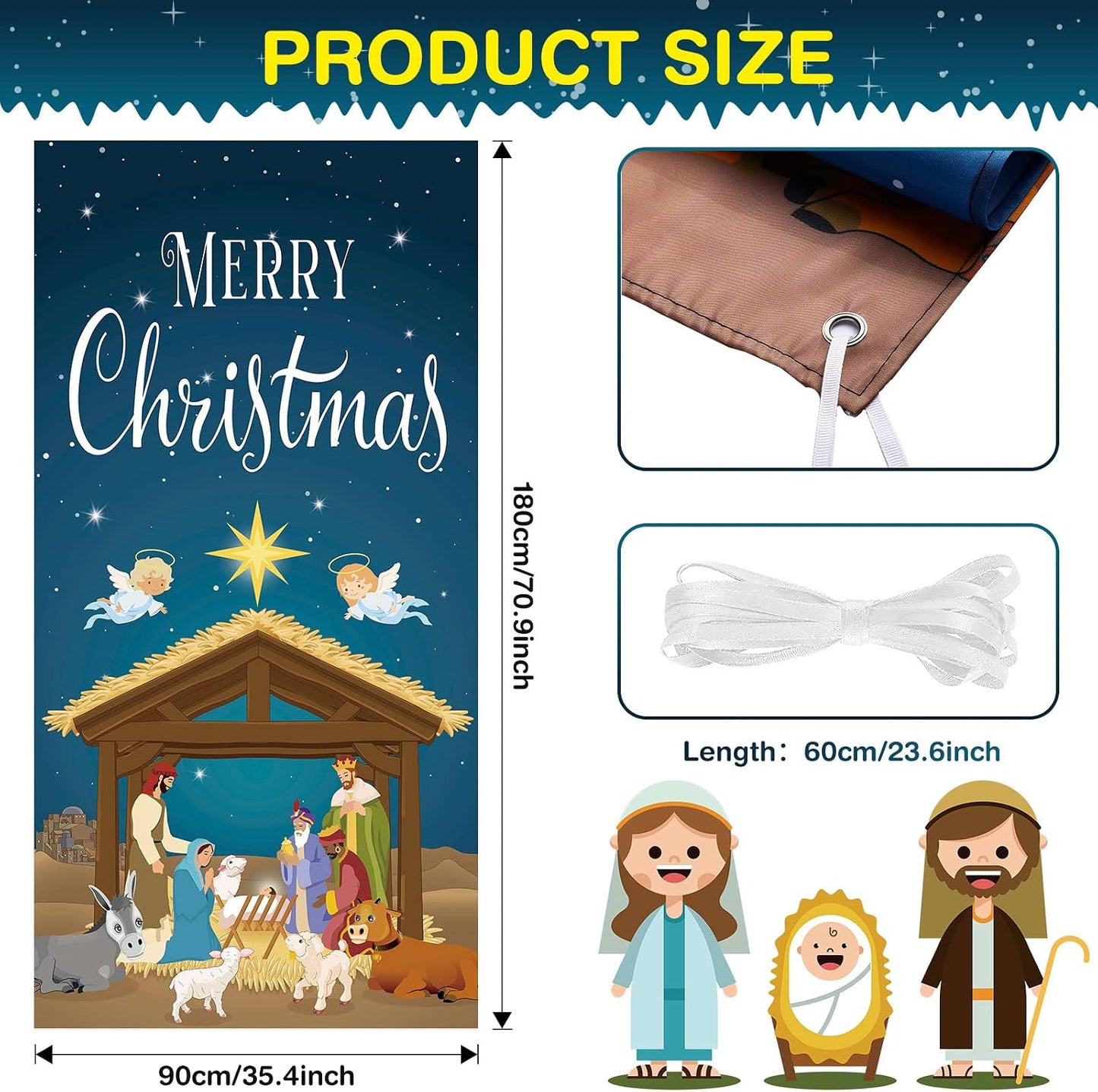 Pancarta Navidad puerta diseño belén 35x71pulg