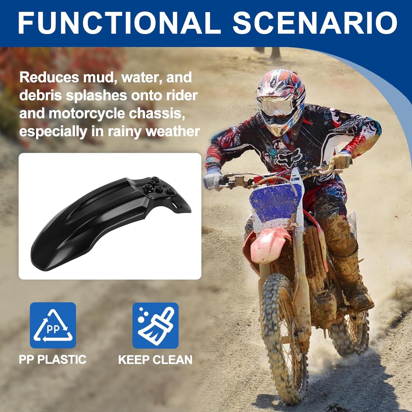 Guardabarros plástico bicicleta CRF50 estilo 125cc negro