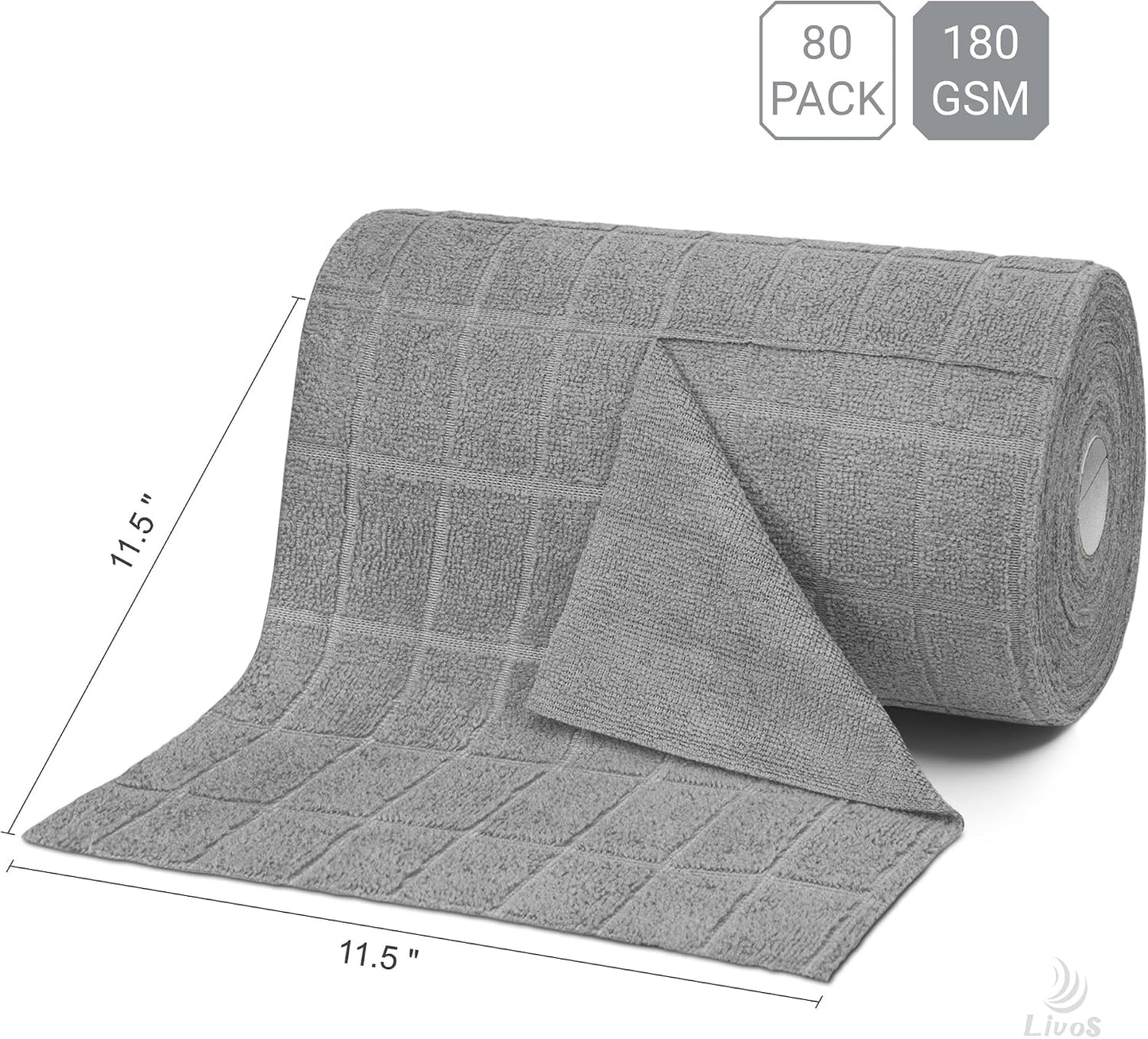 Rollo paño microfibra 80 pzas reutilizables para auto y casa