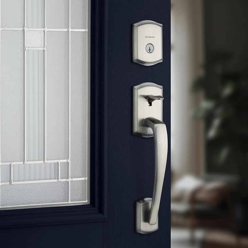 Set manijas puerta cerradura níquel satinado resistente púas