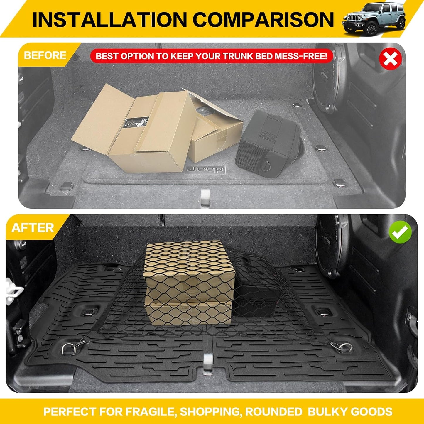 Tapete carga y red maletero Jeep Wrangler JL 4xe 21-24