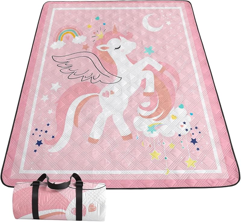 Manta picnic impermeable unicornios rosados para playa