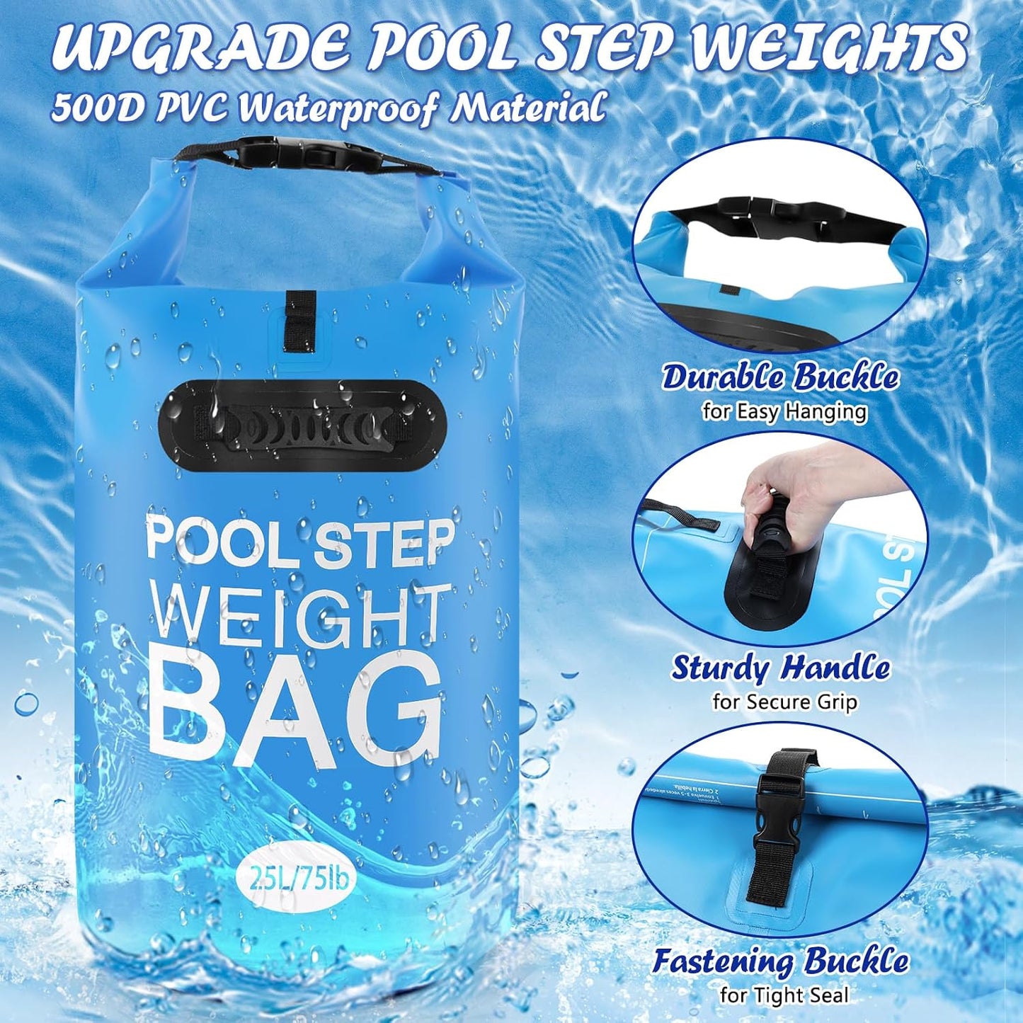 2 Pesos Piscina 25L 500D PVC Impermeables Plegables