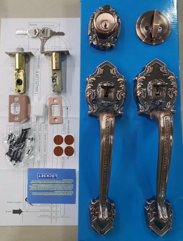 Set Herrajes Puerta Frontal Cobre Antiguo