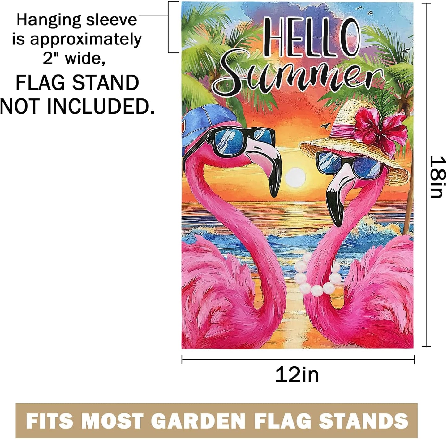 Bandera jardín verano 12x18" doble cara Hello Summer