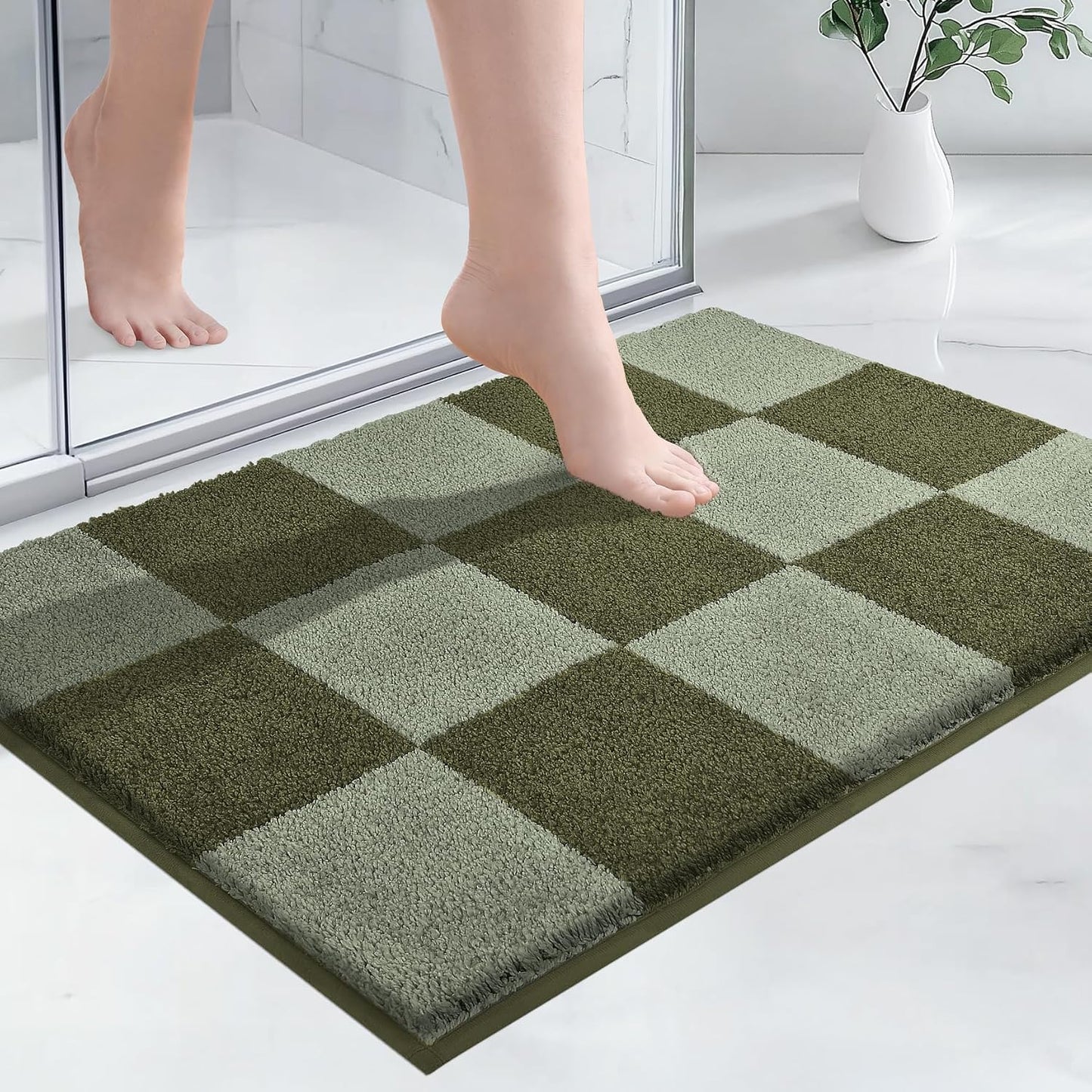 Alfombra baño antiderrap lavable 24x36" absorbente verde